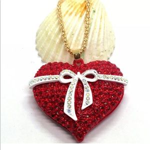 Red Bow Heart ♥️ Necklace